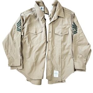 USMC Men’s Khaki Long Sleeve Uniform Shirts Bundle of Two Size 17 x 34